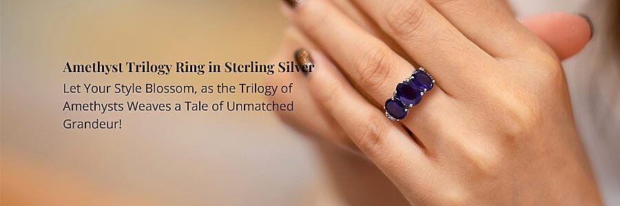 Amethyst Trilogy Ring in Sterling Silver Banner
