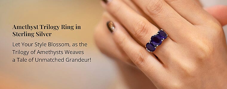 Amethyst Trilogy Ring in Sterling Silver  Banner
