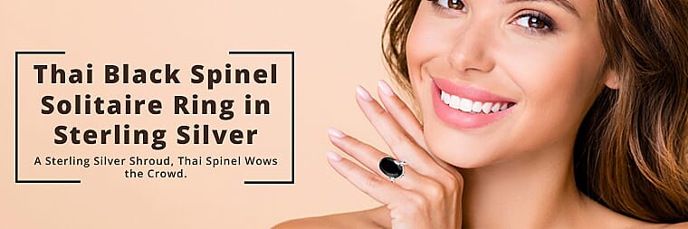 Thai Black Spinel Solitaire Ring  Banner