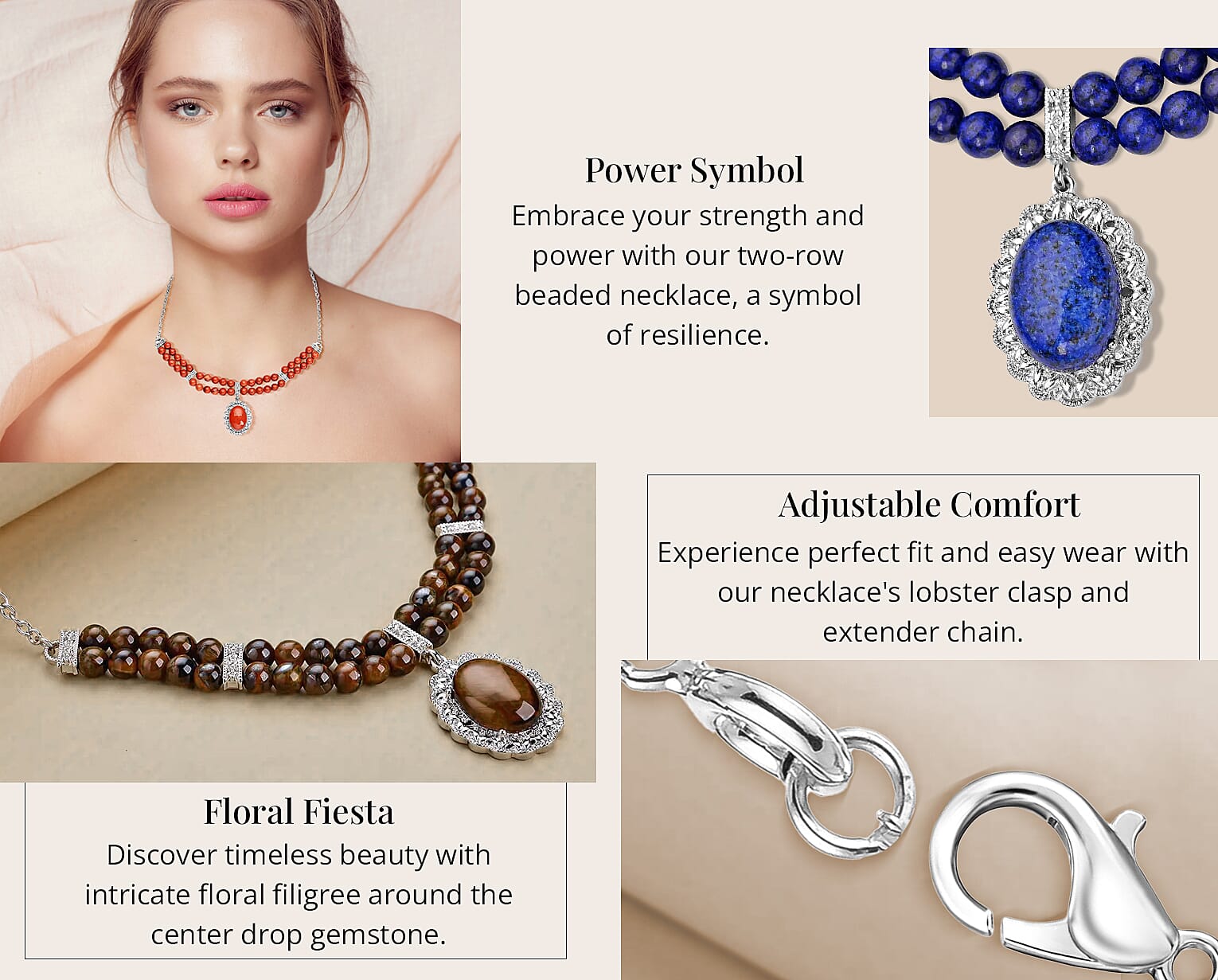 Beaded Necklace 18-20 Inches in Silvertone Banner