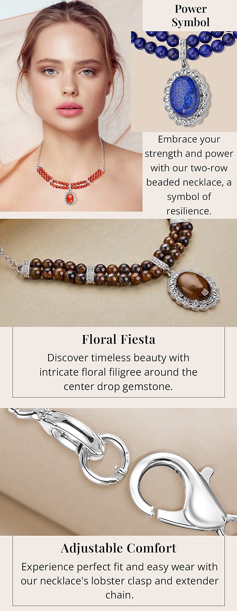 Beaded Necklace 18-20 Inches in SilvertoneBanner