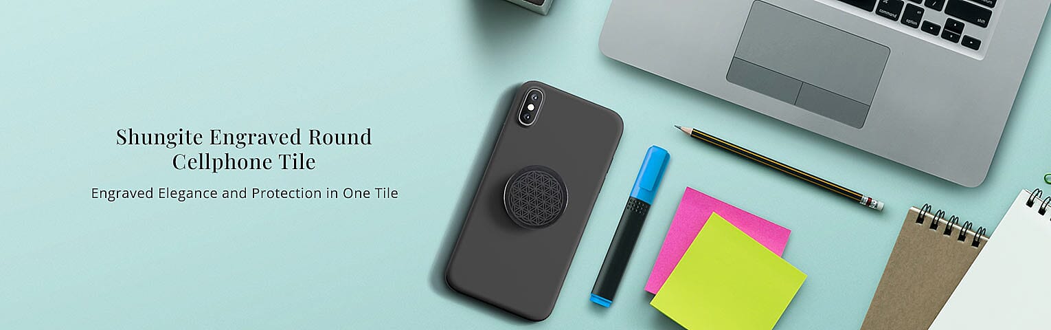 Shungite Engraved Round Cellphone Tile Banner