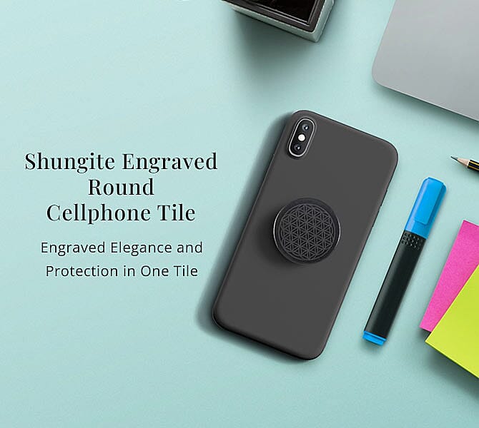 Shungite Engraved Round Cellphone Tile Banner