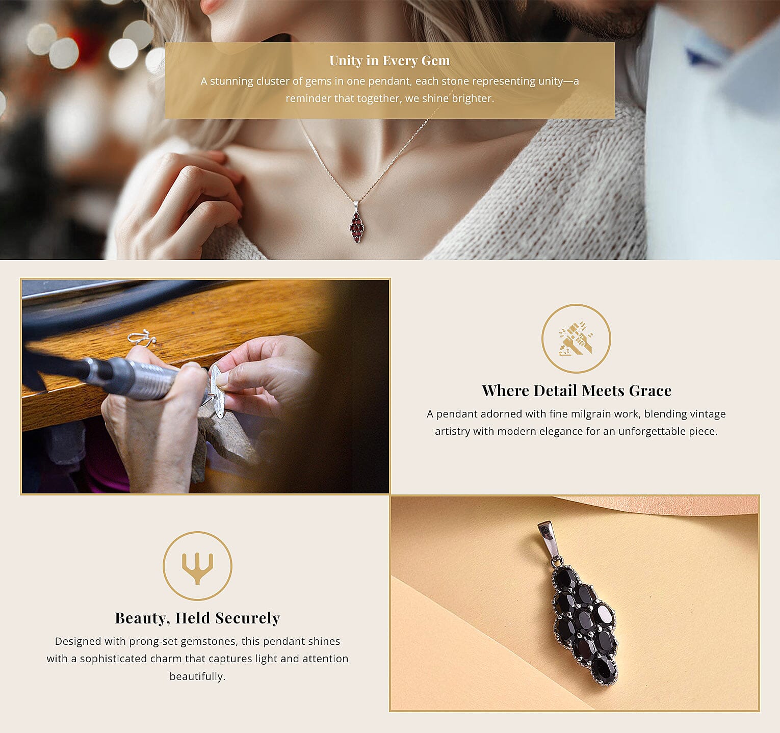 Elongated Pendant in Stainless Steel Banner