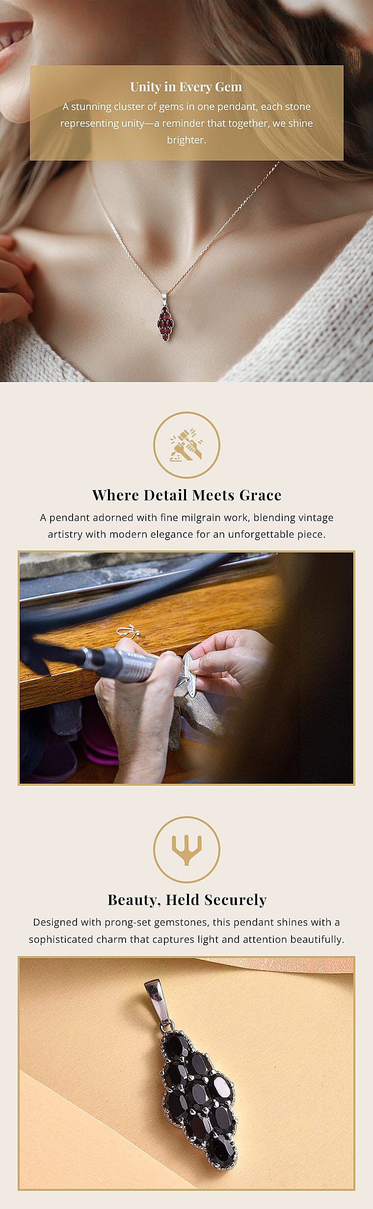 Elongated Pendant in Stainless Steel Banner