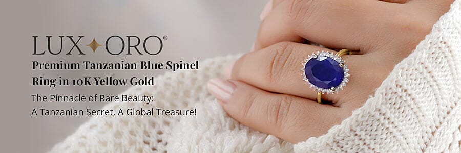 Premium Tanzanian Blue Spinel Ring in 10K Yellow Gold Banner