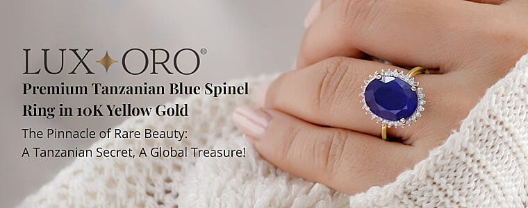 Premium Tanzanian Blue Spinel Ring in 10K Yellow Gold Banner