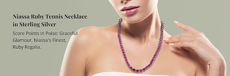 Niassa Ruby Tennis Necklace in Sterling Silver Banner