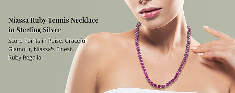 Buy Niassa Ruby (FF) Tennis Necklace in Platinum Over