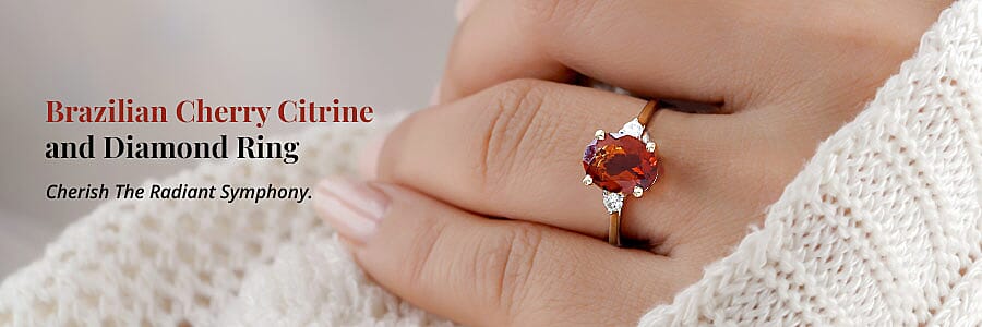 Brazilian Cherry Citrine and Diamond Ring Banner
