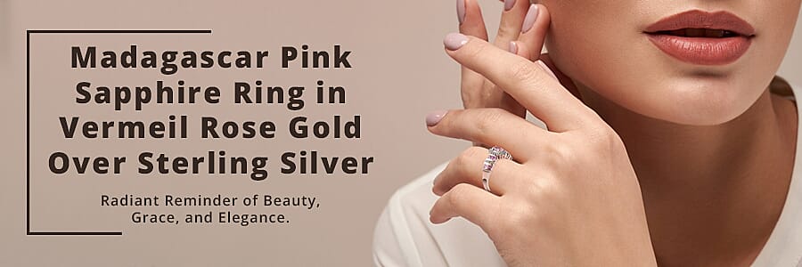Madagascar Pink Sapphire Ring in Sterling Silver Banner