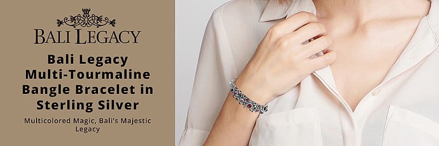 Bali Legacy Multi-Tourmaline Bangle Bracelet in Sterling Silver Banner