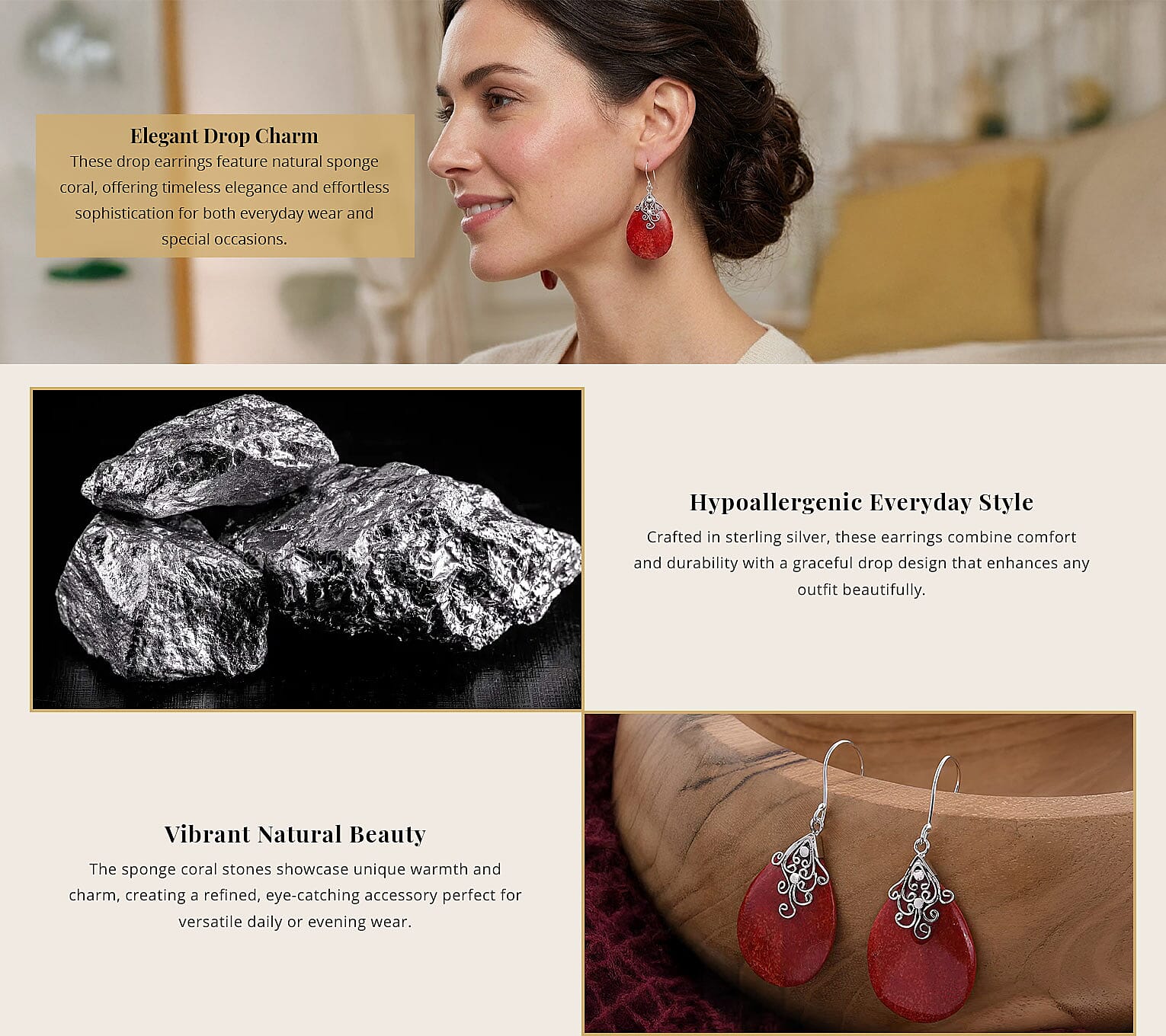 Sponge Coral Earrings in Sterling Silver Banner