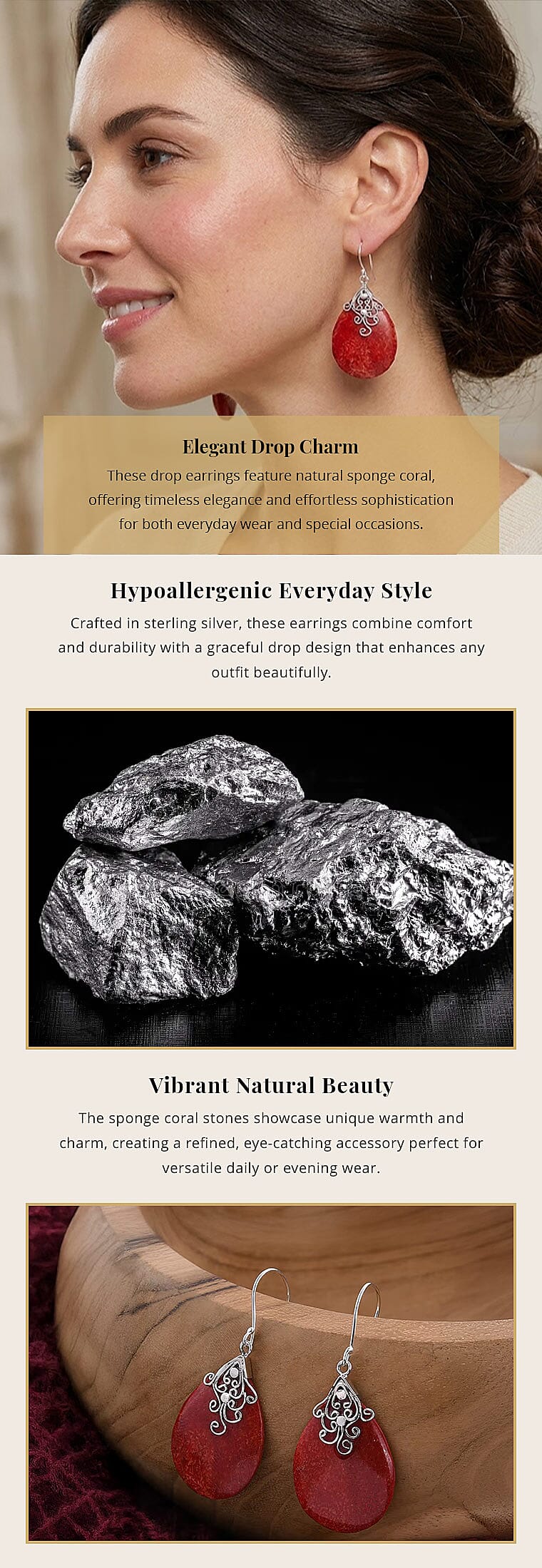 Sponge Coral Earrings in Sterling Silver Banner