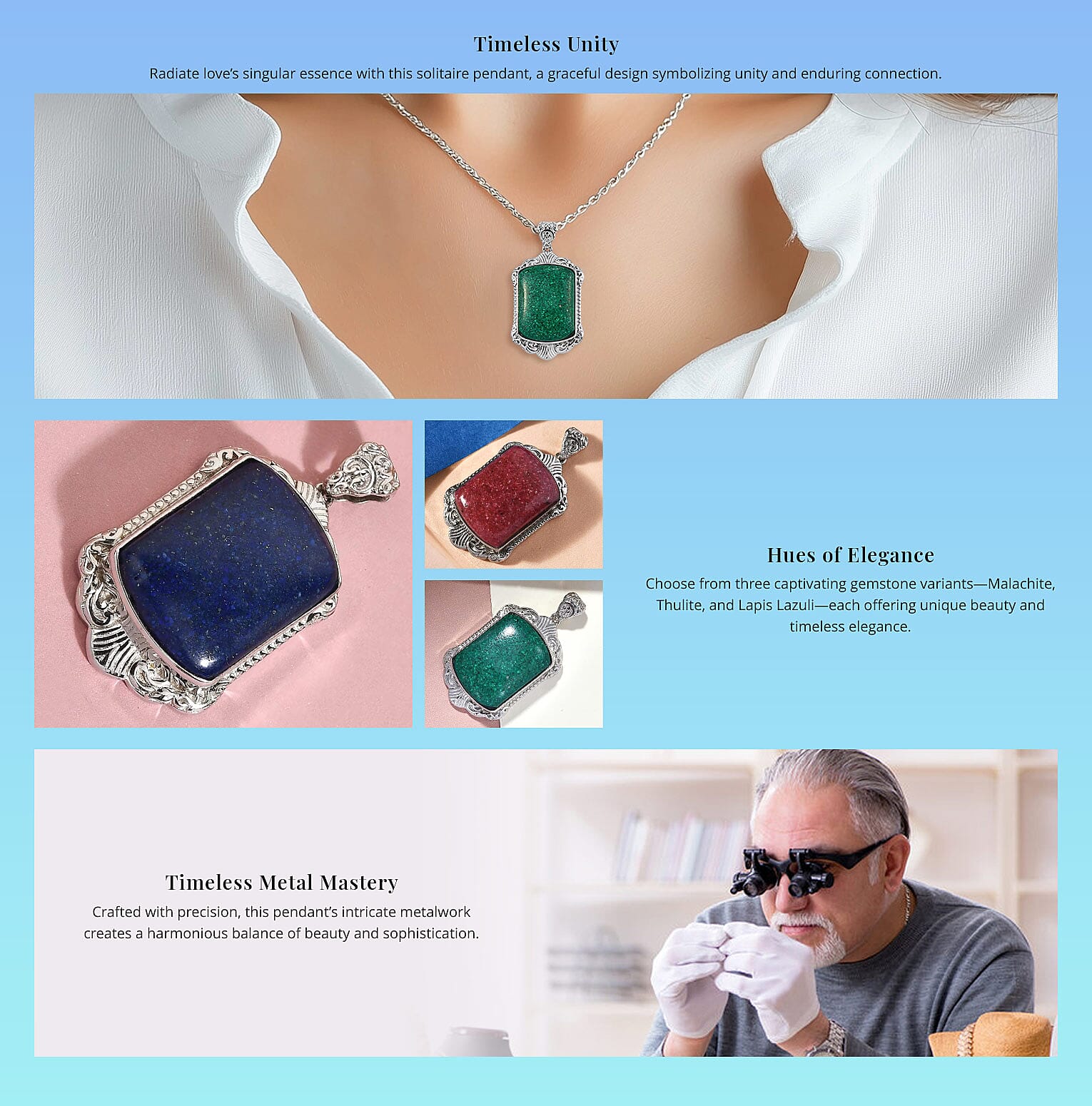 Freshened Malachite 21.20 ctw Solitaire Pendant in Platinum Over Copper with Magnet Banner