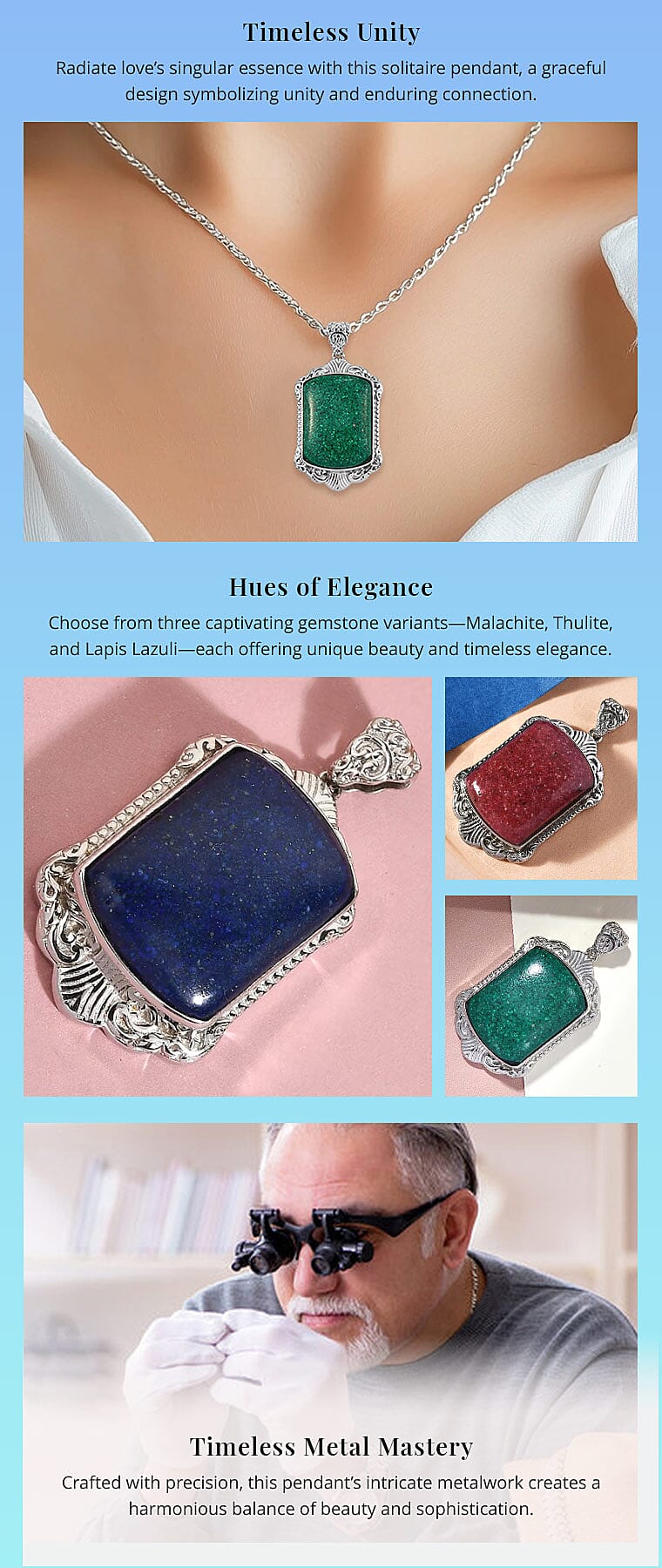 Freshened Malachite 21.20 ctw Solitaire Pendant in Platinum Over Copper with Magnet Banner