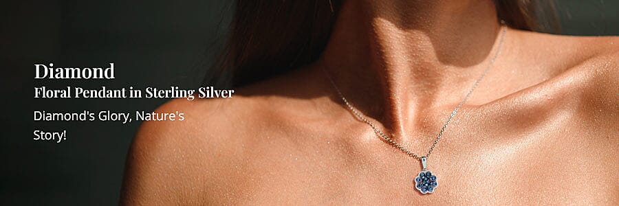 Diamond Floral Pendant in Sterling Silver Banner