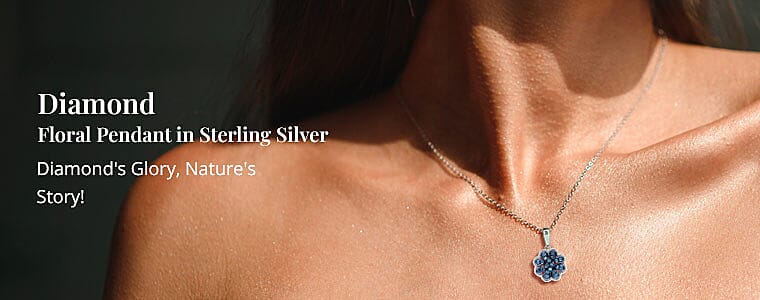 Diamond Floral Pendant in Sterling Silver Banner