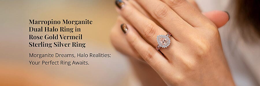 Marropino Morganite Dual Halo Ring Banner