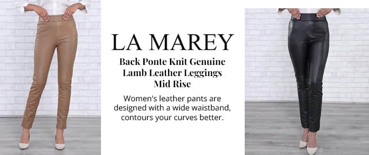 Buy LA MAREY Black Genuine Lamb Leather With Back Ponte Knit Legging - L at  ShopLC.