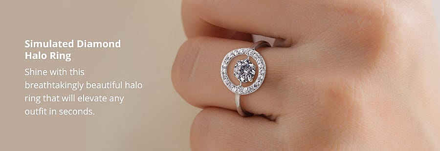 Simulated Diamond Halo Ring Banner