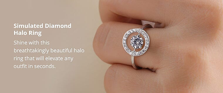 Simulated Diamond Halo Ring Banner