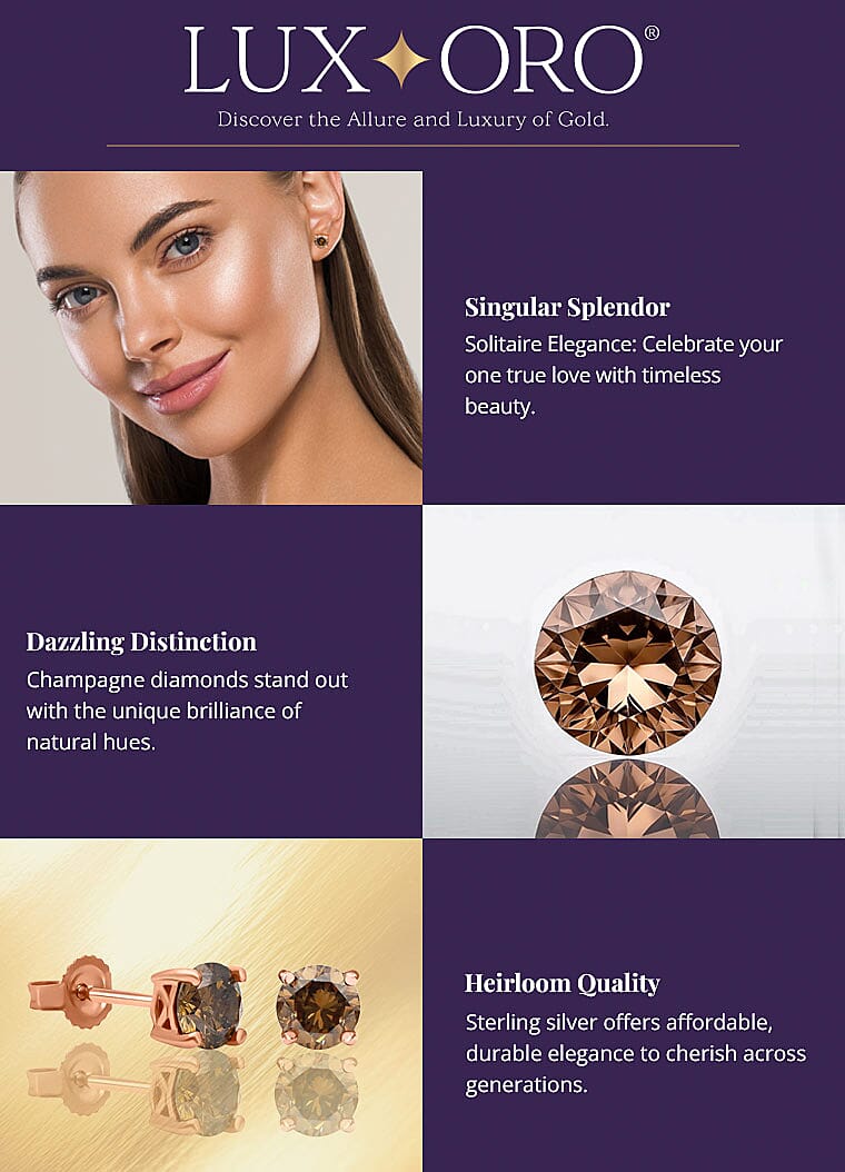 Luxoro 10K Rose Gold I3 Natural Champagne Diamond Stud EarringsBanner