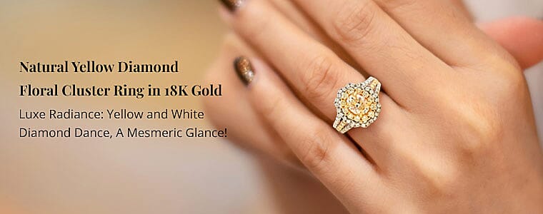 Natural Yellow Diamond Floral Cluster Ring in 18K Gold  Banner