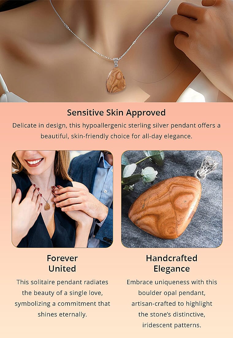 Artisan Crafted Boulder Opal 27.90 ctw Solitaire Pendant in Sterling Silver Banner