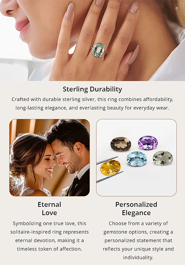 Montezuma Prasiolite 16.25 ctw Solitaire Ring in Platinum Over Sterling Silver Banner