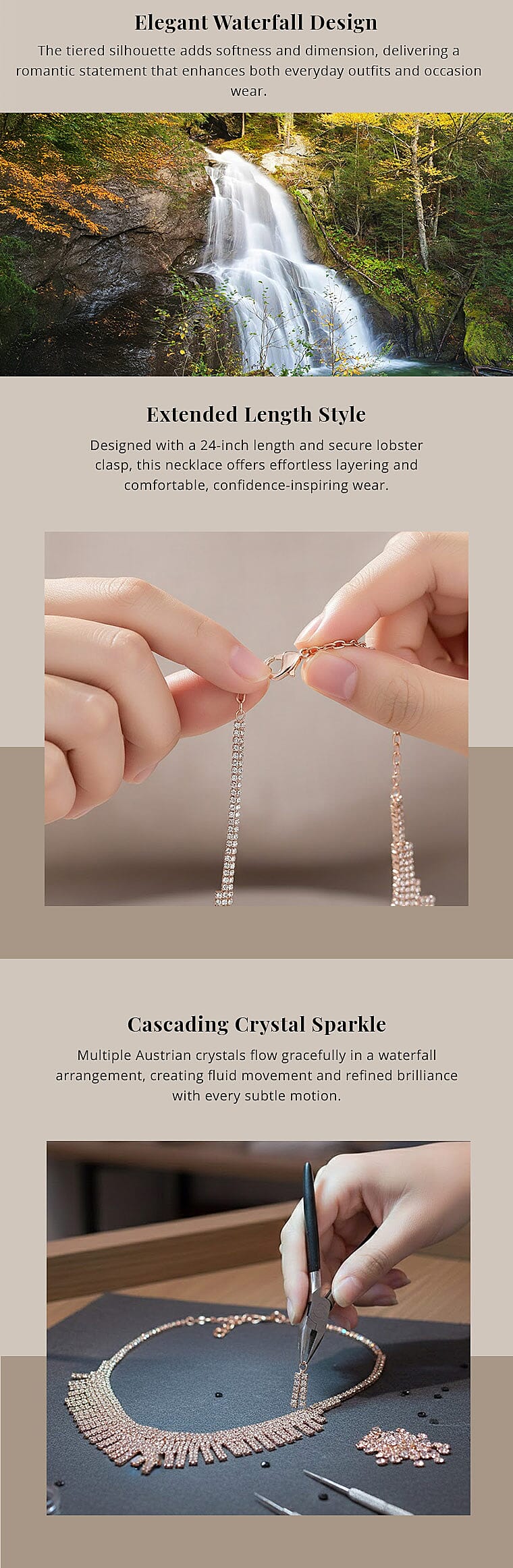 Austrian Crystal Waterfall Necklace Banner