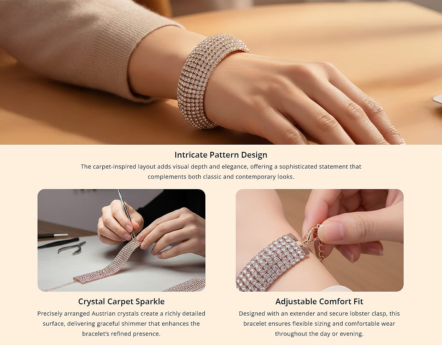 Austrian Crystal Carpet Design Bracelet Banner