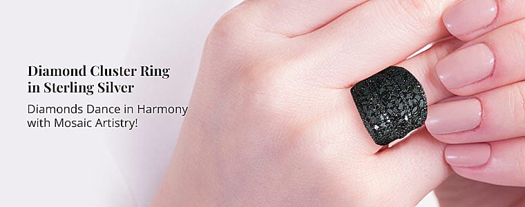 Diamond Cluster Ring in Sterling Silver  Banner