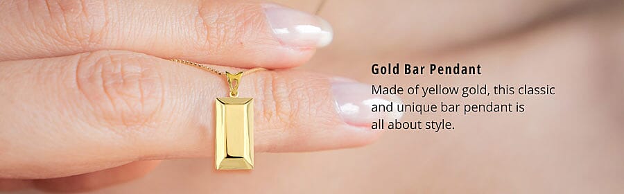 LUXORO 10K Yellow Gold Bar Pendant Banner