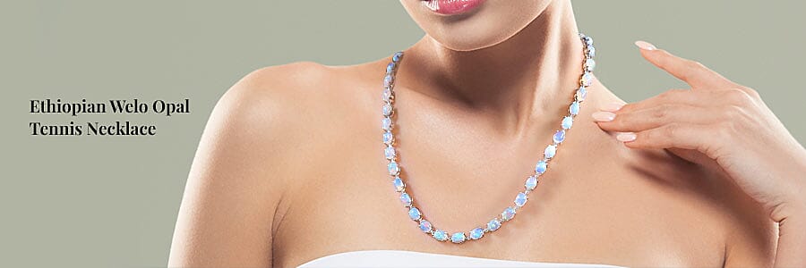 Ethiopian Welo Opal Tennis Necklace Banner
