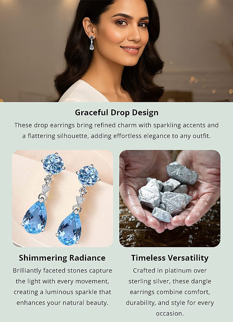 Montezuma Prasiolite, White Zircon Drop Earrings in Platinum Over Sterling Silver, Dangle Earrings For Women 8.00 ctw Banner