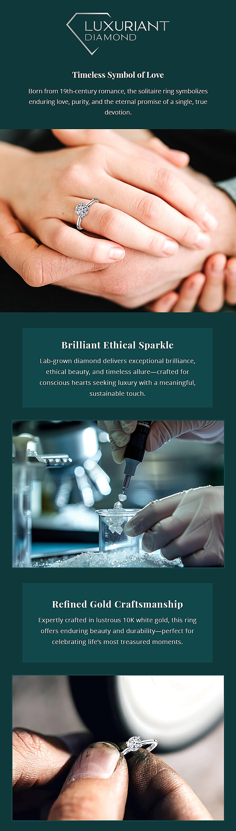 Luxuriant Lab Grown Diamond G-H SI Solitaire Ring,14K White Gold Ring Banner