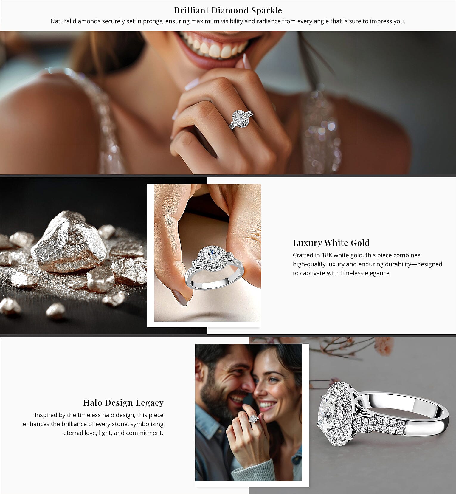 Modani 18K White Gold G-H SI1 Diamond 1.50 ctw Cluster Ring Banner