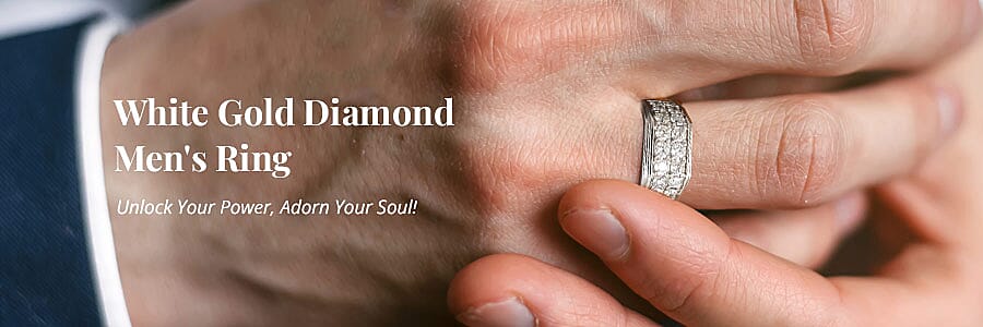 10K White Gold Diamond Men's Ring Banner