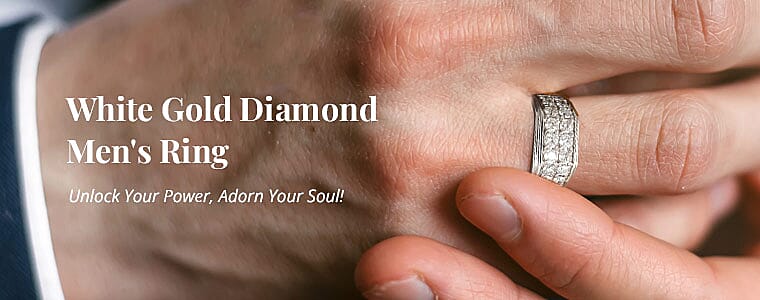 10K White Gold Diamond Men's Ring Banner