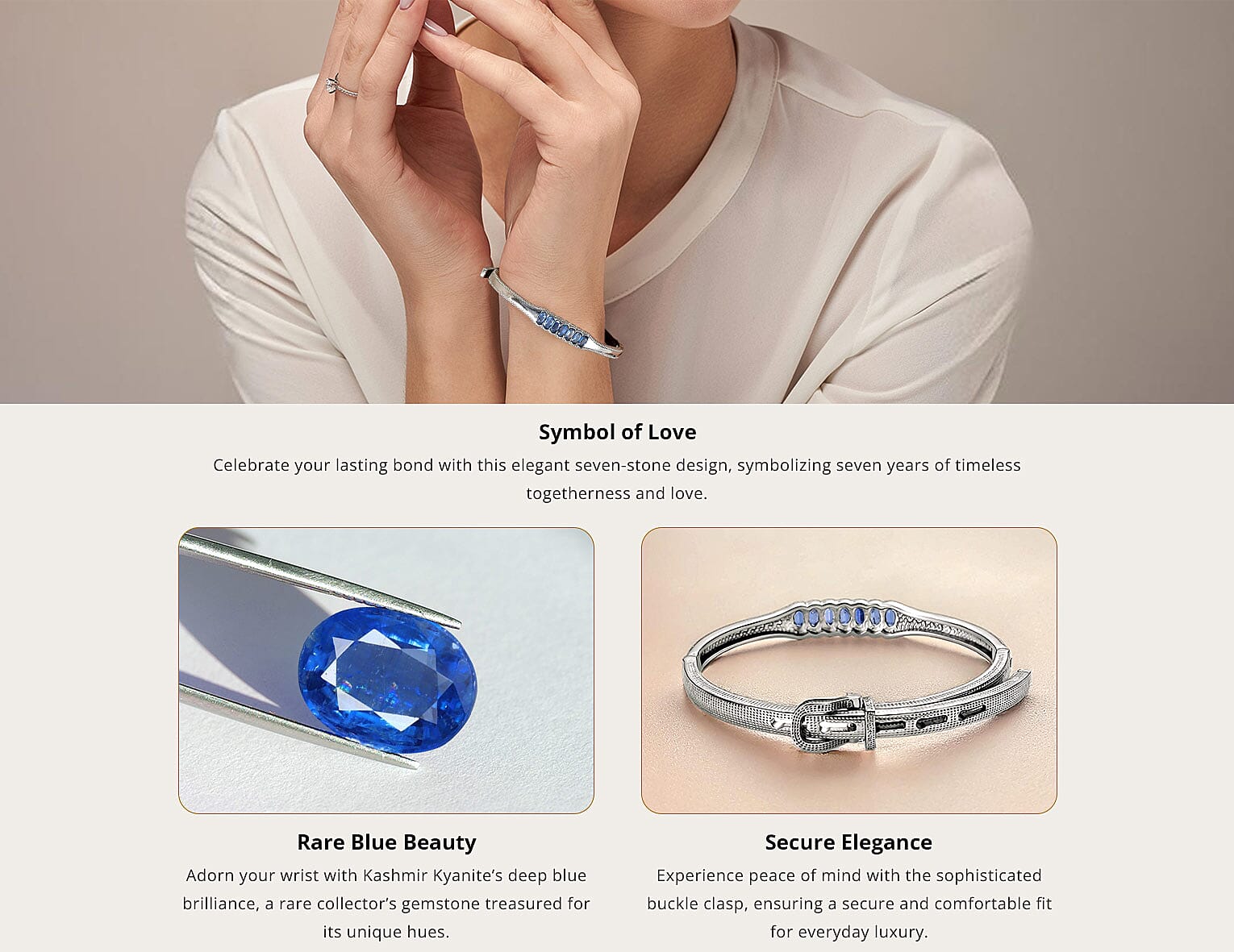 Kashmir Kyanite Bracelet in Stainless Steel Banner