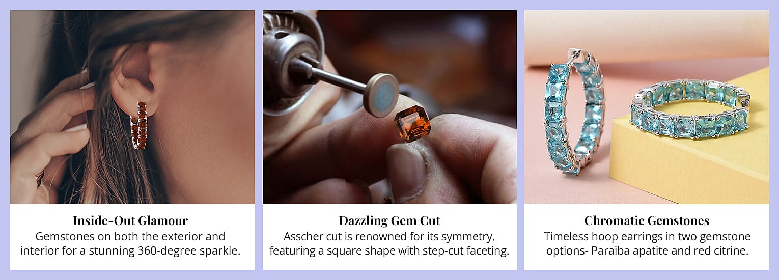 Asscher Cut Gemstone Hoop Earrings Banner