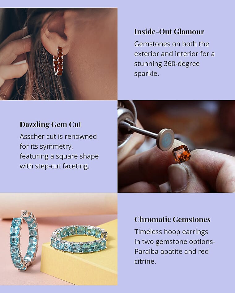 Asscher Cut Gemstone Hoop Earrings Banner