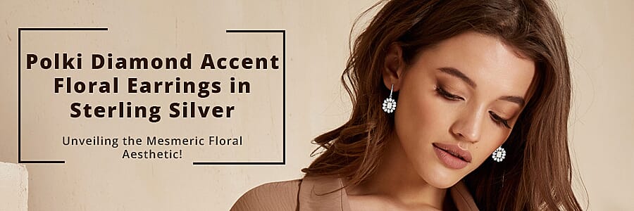 Polki Diamond Accent Floral Earrings  Banner