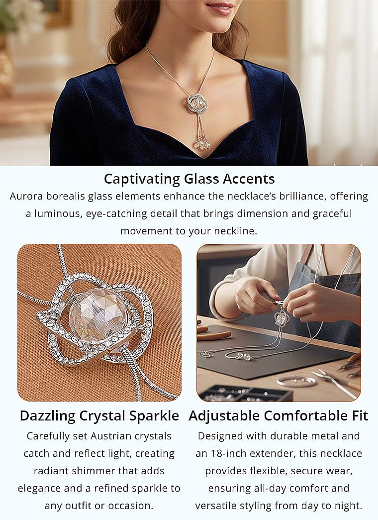 Austrian Crystal and White Aurora Borealis Glass Necklace Banner