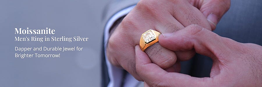 Moissanite Men's Ring in Sterling Silver Banner