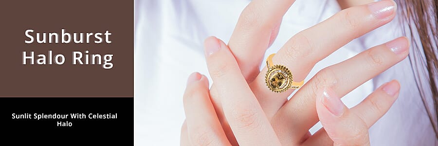 Gemstone and Diamond Sunburst Halo Ring   Banner