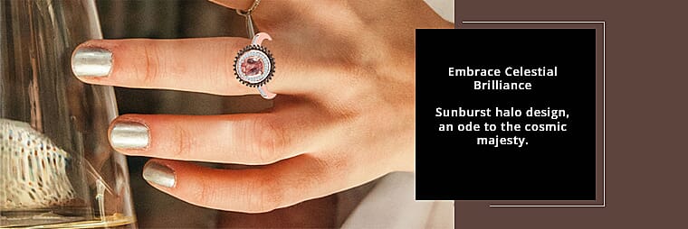 Gemstone and Diamond Sunburst Halo Ring  Banner