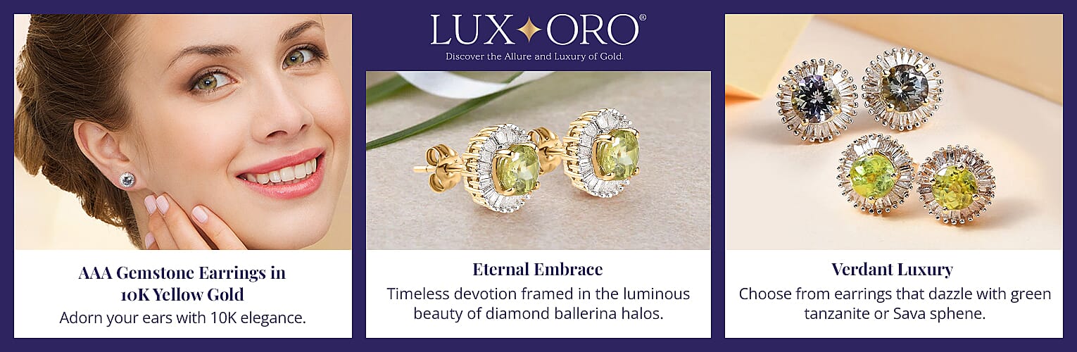 Luxoro AAA Gemstone Earrings in 10K Yellow Gold Banner