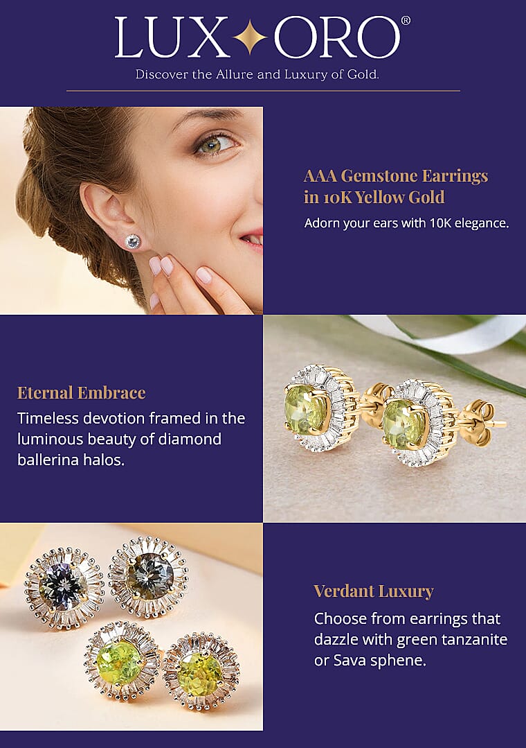 Luxoro AAA Gemstone Earrings in 10K Yellow Gold Banner
